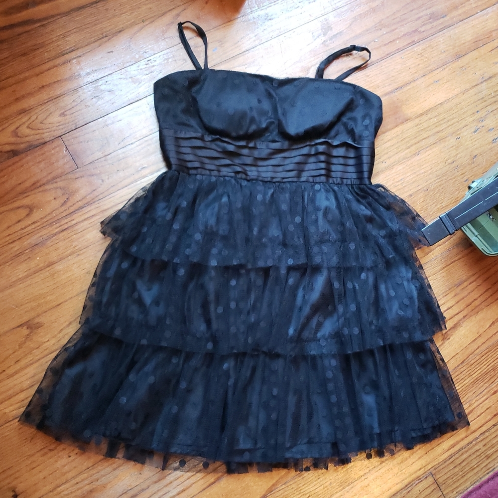 Black Lace Polka Dot Dress sz Medium